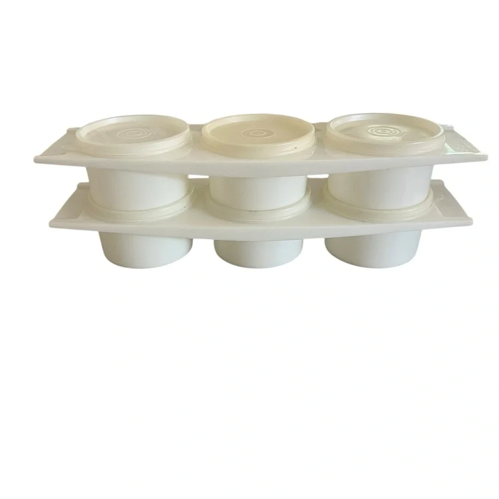 Tupperware Vintage 3 in 1 Condiment Tray‎ With Lids 732-2 Set of Two